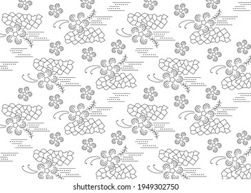 flower and dot line pattern for texture, background, tile, decor, fabric print and more use
