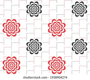 flower and  dot pattern for fabric print, texture, background, tile use
