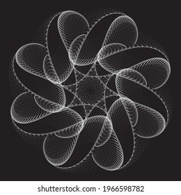 Flower. Dotted Halftone Vector Spiral Pattern or Texture. Stipple Dot design element