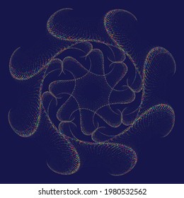 Flower. Dotted Halftone Vector Spiral Pattern or Texture. Stipple Dot design element