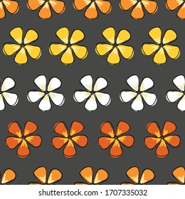 Flower Drama colorful blossoms on a gray background seamless vector repeat pattern surface design