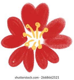 desenho de flor com textura de giz de cera