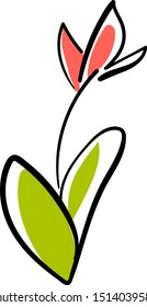 Flower drawing, illustration, vector on white background.