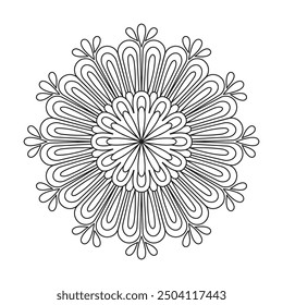 Página de libro para colorear de diseño de mandala de dibujo de flores para niños