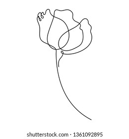 Flower drawing in one line drawing. Minimal art