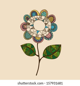 flower drawing over pink  background vector illustration