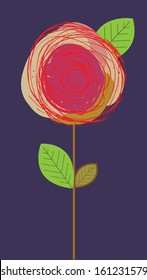 flower drawing over purple  background vector illustration