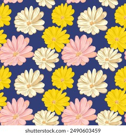 Flower drawing seamless patterns elegant luxury vector design for fashion clothes, textile, wrapping, fabric, decoration.