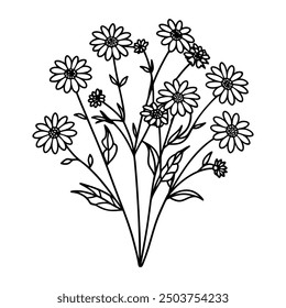 Flower Drawing Silhouette Design Vector Illustration Clipart Eps