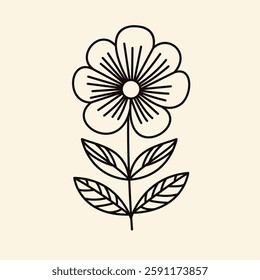 Flower Drawing Vector Art. Trendy Minimalistic with Flowers.