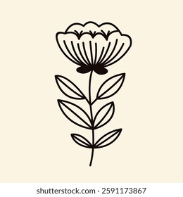 Flower Drawing Vector Art. Trendy Minimalistic with Flowers.