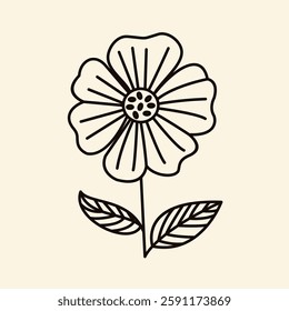Flower Drawing Vector Art. Trendy Minimalistic with Flowers.