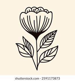 Flower Drawing Vector Art. Trendy Minimalistic with Flowers.