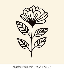 Flower Drawing Vector Art. Trendy Minimalistic with Flowers.