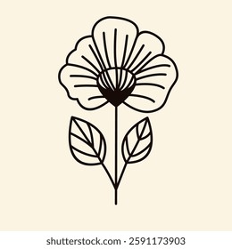 Flower Drawing Vector Art. Trendy Minimalistic with Flowers.
