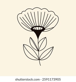 Flower Drawing Vector Art. Trendy Minimalistic with Flowers.