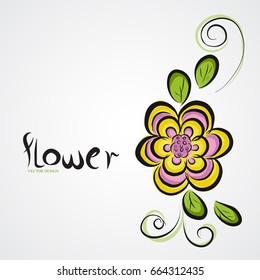 Flower drawing vector illustration, vintage design