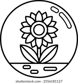 A flower is drawn in a black and white color scheme