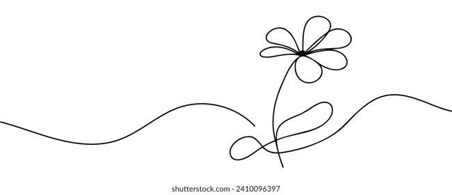 The flower is drawn as a continuous line. Vector illustration.