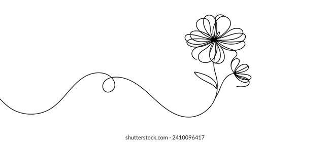 The flower is drawn as a continuous line. Vector illustration.