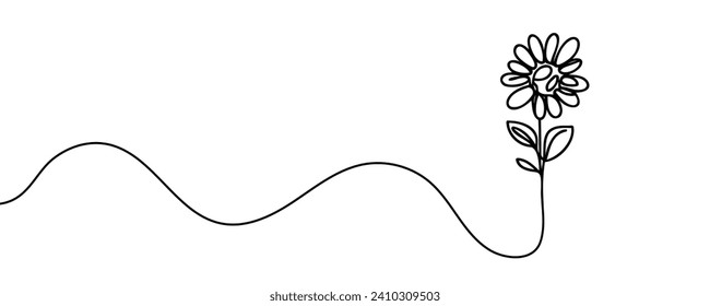 The flower is drawn as a continuous line. Vector illustration.