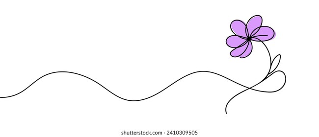 The flower is drawn as a continuous line. Vector illustration.