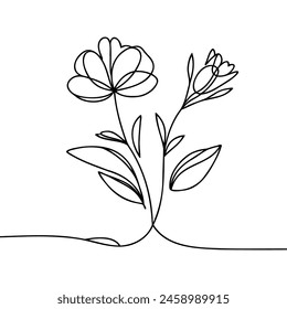 The flower is drawn as a continuous line. Vector illustration.