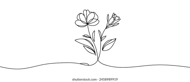 The flower is drawn as a continuous line. Vector illustration.