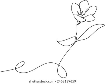 The flower is drawn as a continuous line. Vector illustration. Without artificial intelligence