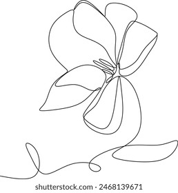 The flower is drawn as a continuous line. Vector illustration. Without artificial intelligence