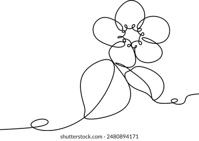 The flower is drawn as a continuous line. Vector illustration. Without artificial intelligence