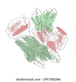 La flor se dibuja sobre un fondo blanco en una línea con elementos abstractos