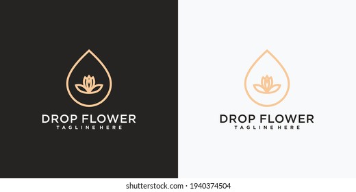 Flower drop logo design template with creative concept
