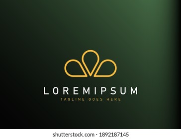 Flower droplet logo design. Vector illustration of abstract modern droplet shaped flower. Modern logo design line icon template