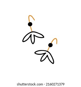 Flower earrings in a simple doodle style. Vector isolated illustration.