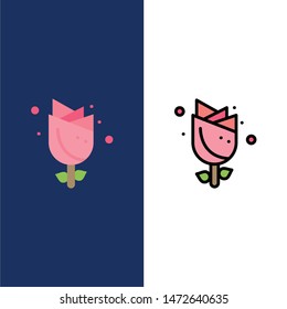 Flower, Easter, Nature, Holiday  Icons. Flat and Line Filled Icon Set Vector Blue Background