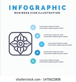Flower, Easter, Nature Line icon with 5 steps presentation infographics Background. Vector Icon Template background