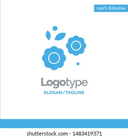 Flower, Easter, Nature, Spring Blue Solid Logo Template. Place for Tagline
