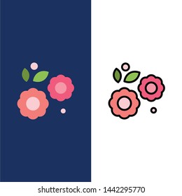 Flower, Easter, Nature, Spring  Icons. Flat and Line Filled Icon Set Vector Blue Background