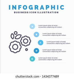 Flower, Easter, Nature, Spring Line icon with 5 steps presentation infographics Background