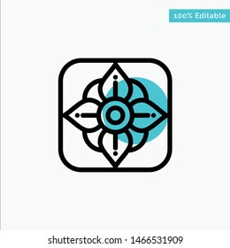 Flower, Easter, Nature turquoise highlight circle point Vector icon. Vector Icon Template background