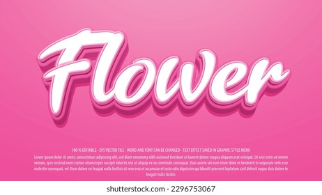 Flower editable text effect template with 3d style use for logo and business brand