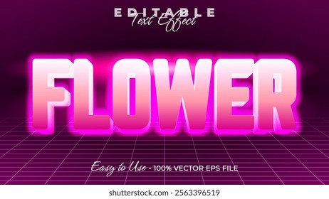 Flower editable text style effect, Glow 3D text style theme.