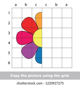 Flower, the educational game with simple game level. Copy the symmetric picture.