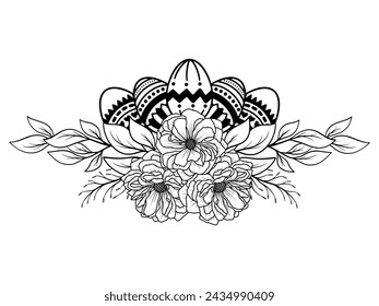 Flower Eggs Line Art for Easter