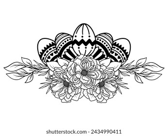 Flower Eggs Line Art for Easter