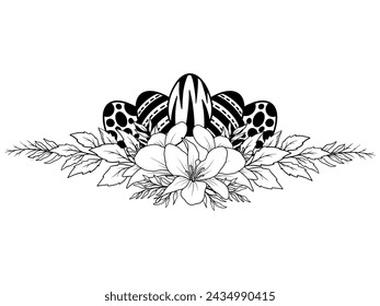 Flower Eggs Line Art for Easter