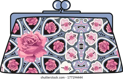 Flower elegant women clutch (abstract vector art illustration) 