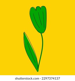 Flower element in doodle style. Abstract modern hand drawn floral element. Vector illustration of plant