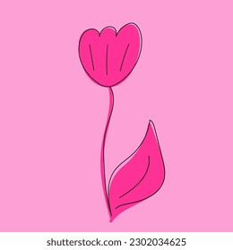 Elemento flor en estilo doodle. Resumen de elementos florales dibujados a mano. Ilustración vectorial de la planta